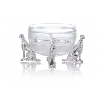 Glass Bowl with 4 cheetah figures