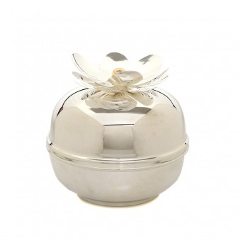 Silver plated big  Bonbonniere with magnolia flower