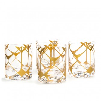 Ethnic pattern whiskey glass set of 4
